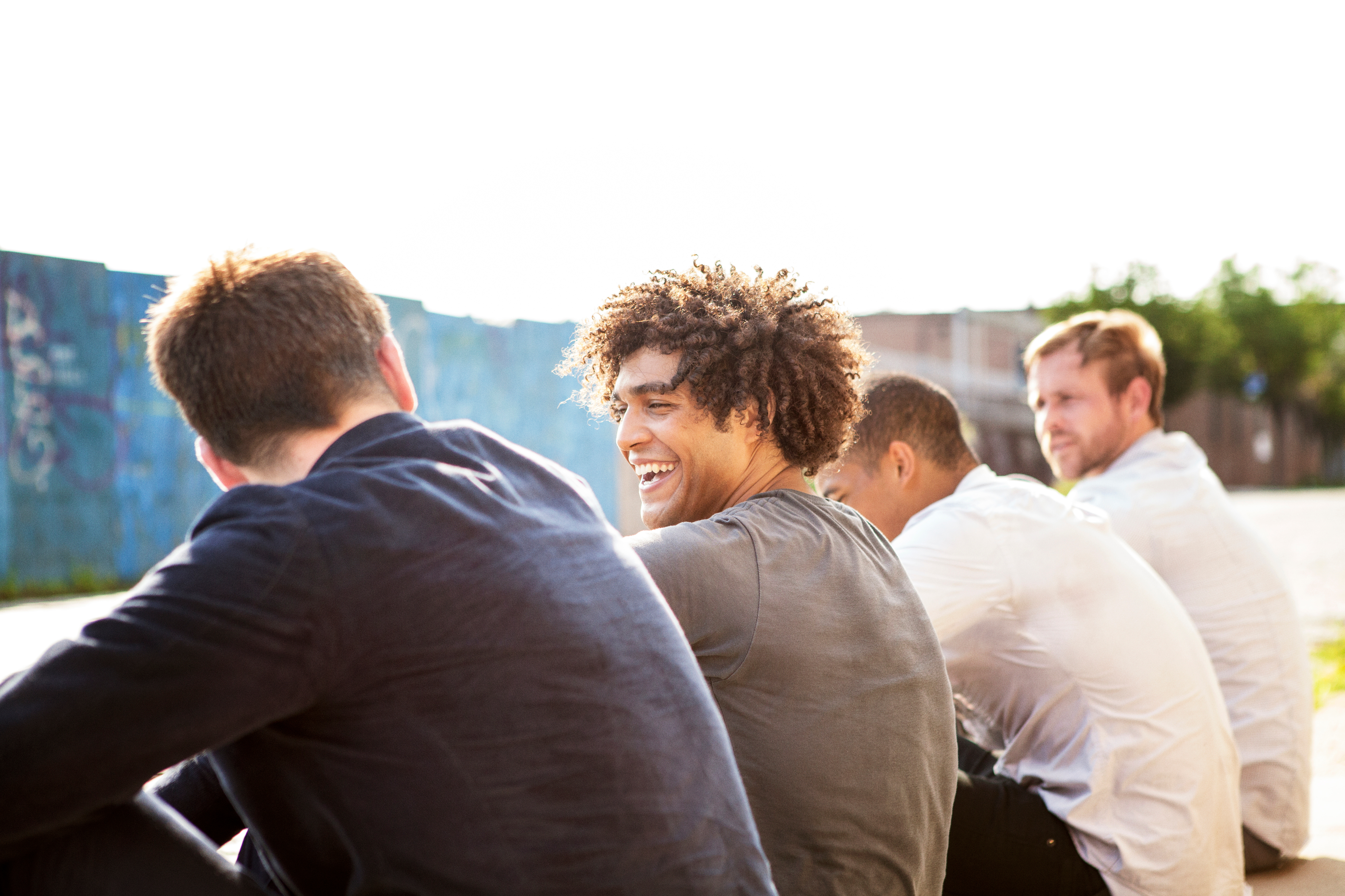 Men gathered in conversation